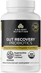 Ancient Nutrition Regenerative Organic Certified Probiotics for Gut Recovery, Probiotics Gut Recovery, for Healthy Digestion and Immune System Function Support, 50 Billion CFUs* Per Serving, 60 Count