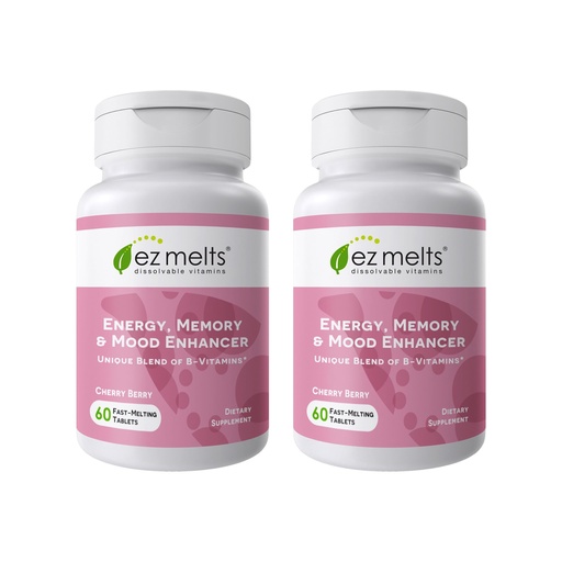 [BRSREAYNBYMWYH35] EZ Melts Energy, Memory & Mood Enhancer - B Vitamins Supplement with Vitamin B12, B6, Folate & Biotin - Non-GMO & Vegan - Cherry Berry - 120 Dissolvable Tablets (120 Servings)