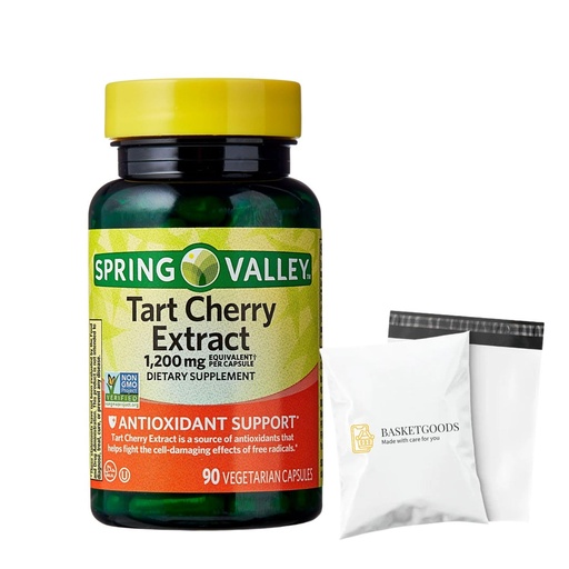 [BRSREEITAEGQ4DLL] Spring Valley Tart Cherry Extract Antioxidant Support Dietary Supplement Vegetarian Capsules, 1,200 mg, 90 Count (Pack of 1) - Set by Basket Goods
