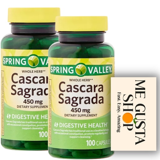 [BRSROZQYOR6QOFD4] Spring Valley Cascara Sagrada Digestive Health Dietary Supplement 450 mg, 100 Count Pack of 02 200 Total + me Gusta Sticker