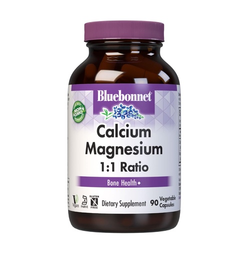 [BRSWIYQZBQOB4CTU] Bluebonnet Calcium Magnesium 1:1 Ratio Vegetarian Capsules, 90 Count