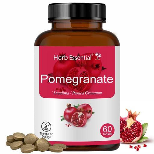 [BRSWGFTRCEFQOC3G] Herb Essential Pomegranate Tablets – 500mg, 60 Count, Herbal Supplement