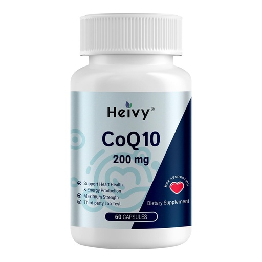 [BRSREYD3CF7RMEYU] Heivy CoQ10 200mg Per Softgel, 99% Purity High Absorption Coenzyme Q10 Ubiquinol, Support Heart Health, Antioxidants & Energy Supplements, Made in USA, 60 Day Supply