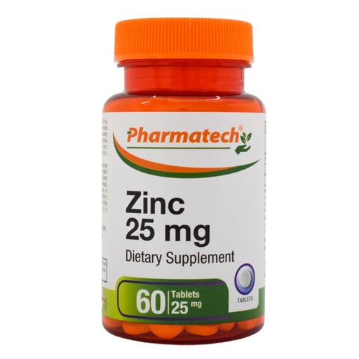 [BRSROEAHPMGWCYDU] Zinc Gluconate 25 mg Chelated Elemental Zinc, Immune Support Supplement Mineral Antioxidant for Vegetarians, Acne, Easy to Swallow, 60 Tablets, by Pharmatech®