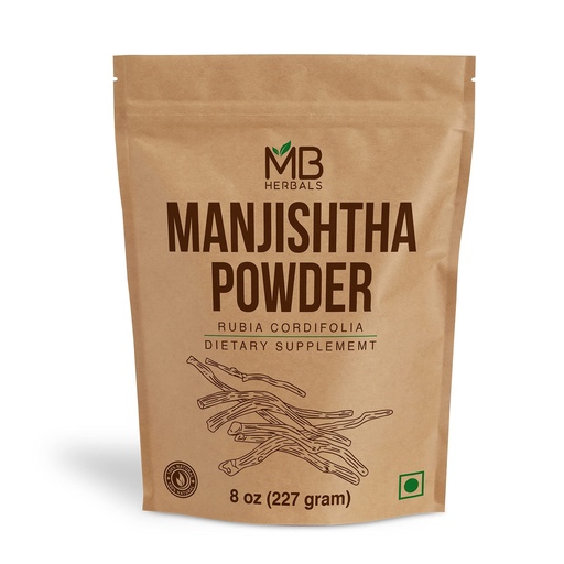 [BRSWGZ36DF4B6YDB] MB Herbals Manjistha Powder 8 oz / 227 Gram | 0.5 Pound | Rubia cordifolia Root | Organically Cultivated Indian Madder Root Manjishtha
