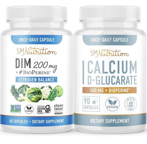 [BRSWYZQFOV4GO2QV] Calcium D-Glucarate with 200mg DIM Supplement for Enhanced Estrogen Balance for Women | Vegan Gluten Free CDG Supplement for Women (90 Servings) with Diindolylmethane Capsules (60 Servings)
