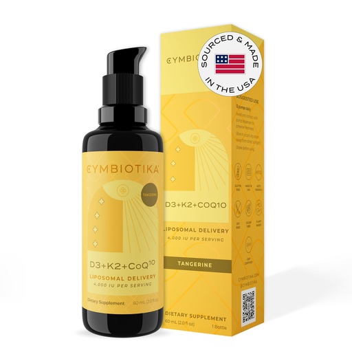 [BRSWYZYCOIIGAGTJ] CYMBIOTIKA Vitamin D3 + K2 + CoQ10 Liquid, Vitamin D Supplement for Immune Support, Heart Health & Bone Health, Energy Booster, Liposomal Delivery, Vegan, Keto Ingredients, Tangerine Flavor