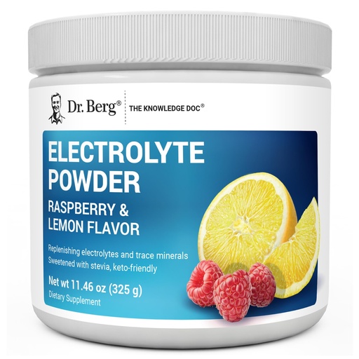 [BRSWEBLQAV5AYYIV] Dr. Berg Zero Sugar Hydration Keto Electrolyte Powder - Enhanced w/ 1000 mg of Potassium & Real Pink Himalayan Salt (NOT Table Salt) - Raspberry & Lemon Flavor Hydration Drink Supplement - 50 Servings