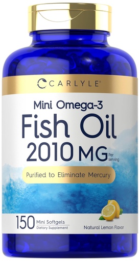 [BRSRGZQ2B54GG3L2] Carlyle Mini Fish Oil Softgels | 2010 mg | 150 Omega-3 Pills | with EPA & DHA | Non-GMO & Gluten Free Supplement