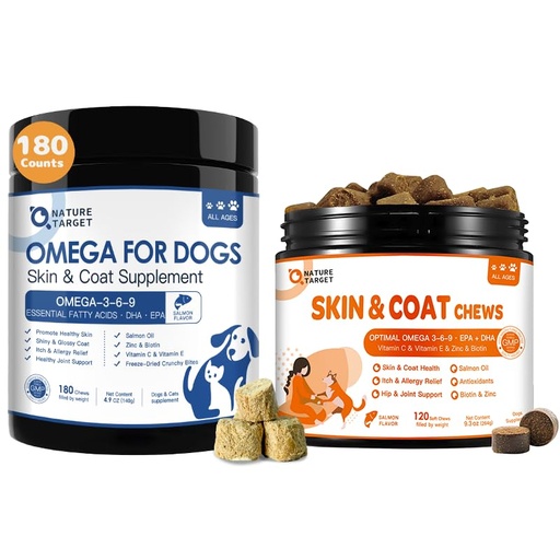 [BRSREHAEB4HQ23DH] NATURE TARGET Omega 3 Fish Oil for Dogs, Salmon Oil Skin and Coat Supplement for Dogs
