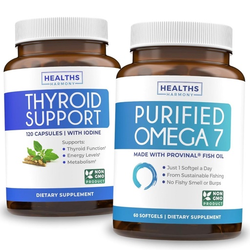 [BRSROC35DIGWYYA7] Omega 7 Softgels & Thyroid Support (2-Month Supply) Energy Fusion Bundle - Purified Omega-7 Softgels (60 Softgels) Provinal Peruvian Anchovy and Thyroid Support (120 Capsules) Healths Supplement
