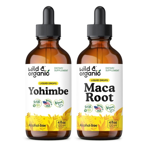 [BRSREZIRAEOREFL6] Wild & Organic Yohimbe Tincture 4 fl oz & Maca Root Tincture 4 fl oz
