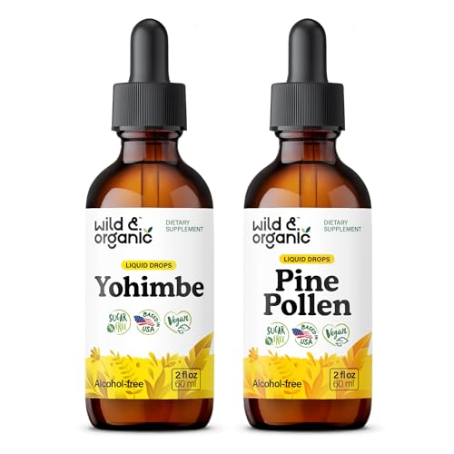 [BRSREZIRO4FWA23P] Wild & Organic Yohimbe Tincture 2 fl oz & Pine Pollen Tincture 2 fl oz