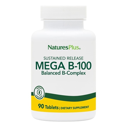 [BRSWIYTYCUOGMD3Y] NaturesPlus Mega B-100 Complex - 90 Sustained Release Vegetarian Tablets - Energy & Brain Booster - Gluten Free - 90 Servings