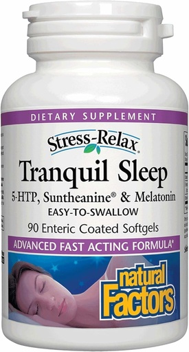 [BRSWIYA3AYHAGDLM] Stress-Relax Tranquil Sleep by Natural Factors, Sleep Aid with Suntheanine L-Theanine, 5-HTP, Melatonin, 90 Softgels