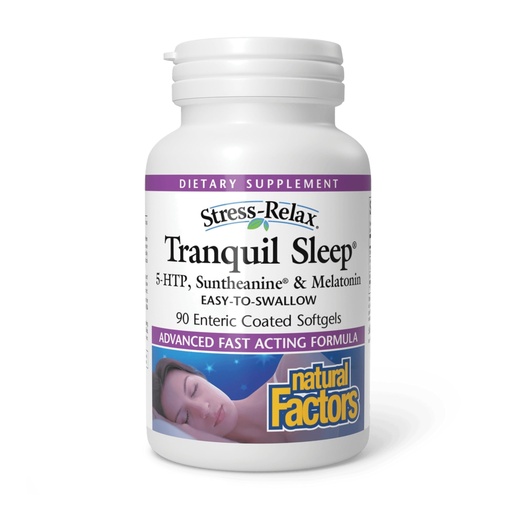 [BRSWIYA3AYHAGDLM] Stress-Relax Tranquil Sleep by Natural Factors, Sleep Aid with Suntheanine L-Theanine, 5-HTP, Melatonin, 90 Softgels