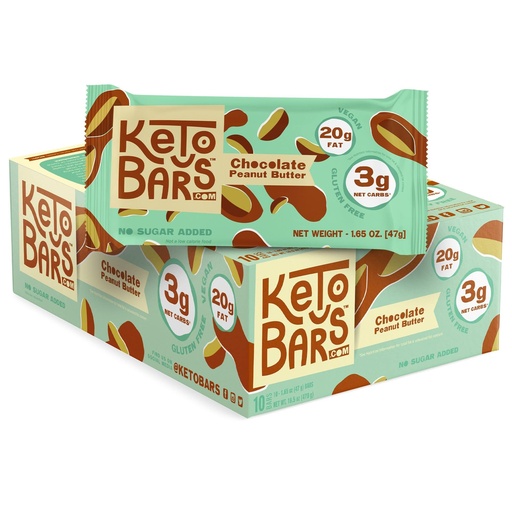 [BRSWGGQQAV4GK2DZ] KETO BARS : The Original High Fat, Low Carb, Ketogenic Bar. Gluten Free, Homemade with simple ingredients. [Chocolate Peanut Butter, 10 Pack]