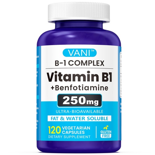 [BRSRABIPOAHB4EL4] VANI 250mg Vitamin B1 with Benfotiamine, Complex 2 in 1 Enhanced Formula -Fat & Water Soluble Thiamine B1 Supplement | 120 Capsules | Gluten Free