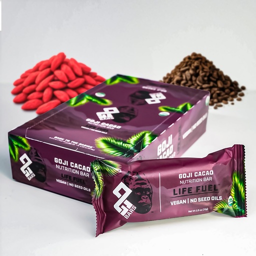 [BRSRGC3YAABBGEYU] OG Bars | Organic Plant Protein Bar (GOJI CACAO, 8 Count) | No Seed Oils, Soy Free, Stevia Free, No Sugar Alcohols – 15g Complete Protein, USDA Organic, Vegan, Gluten Free