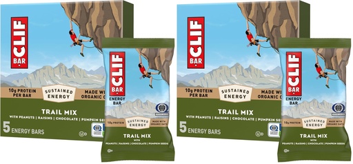 [BRSRECAEBYMWAAI7] CLIF BAR - Energy Protein Bars - Trail Mix - Made with Organic Oats - Energy Bars - Non-GMO - (10 Pack)