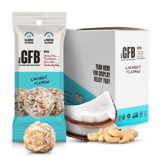[BRSRMGQPAF4BYA3J] The GFB Coconut Cashew Protein Bites - Gluten Free, Plant Based, Non GMO, Sustainably Made – Ridiculously Tasty, Healthy, Vegan, Protein Energy Balls, 1.2 oz (10 count)