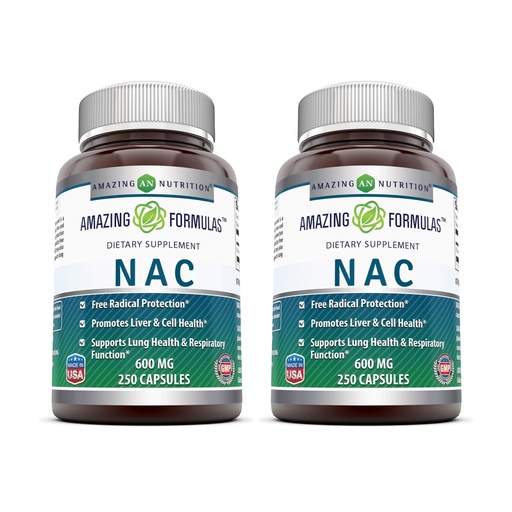 [BRSWYZQ3BVYBSA3K] Amazing Formulas NAC 600 Mg | N-Acetyl Cysteine Supplement | Capsules | Non-GMO | Gluten Free | Made in USA (2 Pack, 250 Count)