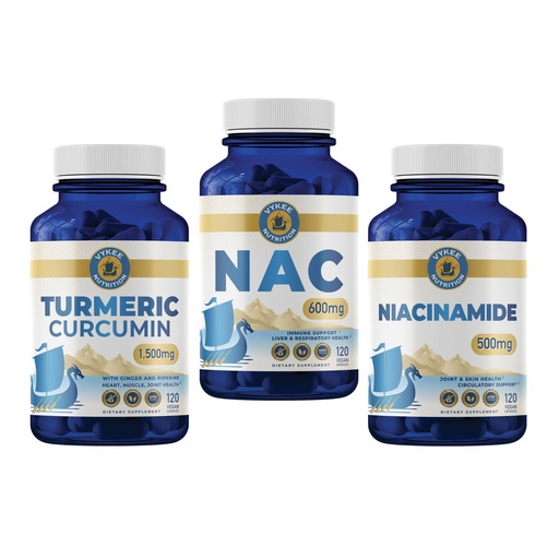 [BRSREZD6B55WCA3H] Vykee Nutrition Inflammation & Recovery Bundle – Turmeric, NAC & Niacinamide | Supports Joint Health, Detox & Cellular Support | Daily Wellness & Longevity