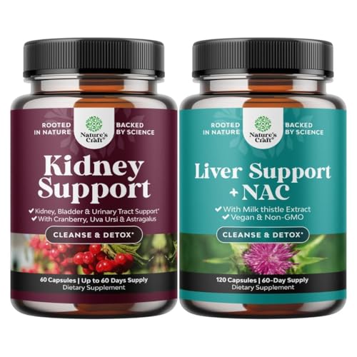 [BRSRGZICDJ5AIEQ2] Bundle of Advanced Kidney Support Supplement - Kidney Cleanse Detox & Repair Cranberry Extract Capsules and Liver Support NAC with Milk Thistle for Liver Cleanse Detox & Repair - N Acetyl Cysteine