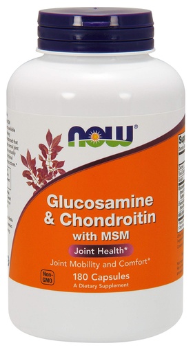 [BRSWI234A55QYYDI] NOW Foods Glucosamine & Chondroitin with MSM - 180 Veg Capsules