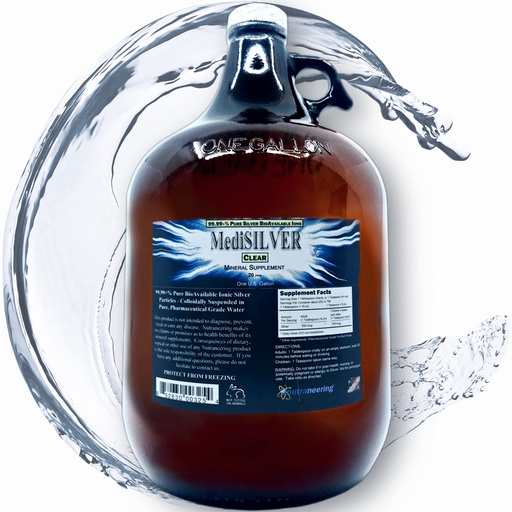 [BRSW2BI7PMFBOYAY] MediSILVER Clear True Free Ionic Colloidal Silver - 1 US Gallon (128 Fl Oz) in Amber Glass Jug