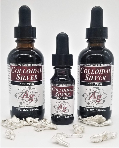 [BRSWYFDQAV6BGH3G] COLLOIDAL Silver 500 PPM (2 OZ) 2 Bottles Plus Free 1/2 OZ Trial Size