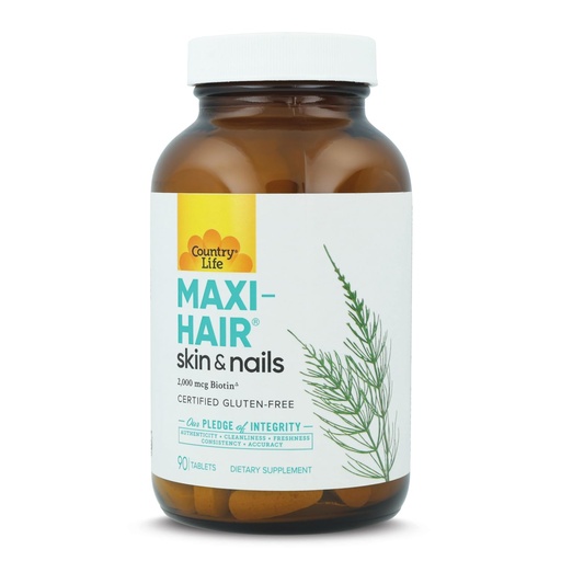 [BRSWY2Q6BUHRSCYV] Country Life Maxi-Hair-Skin & Nails-2,000 mcg of Biotin, PABA Free, 90 Tablet