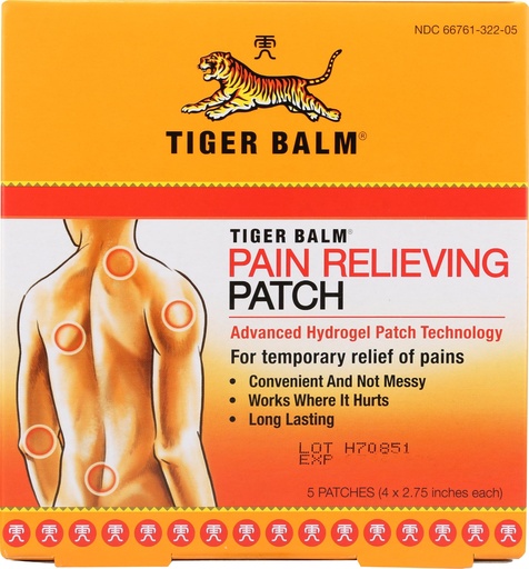 [BRSWIEDRDIOWAAA5] Tiger Balm, Patch Relief Pain, 5 Count