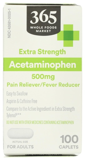 [BRSWGH3QO5YWGFDZ] 365 by Whole Foods Market, Extra Strength Acetaminophen 500mg, 100 ct
