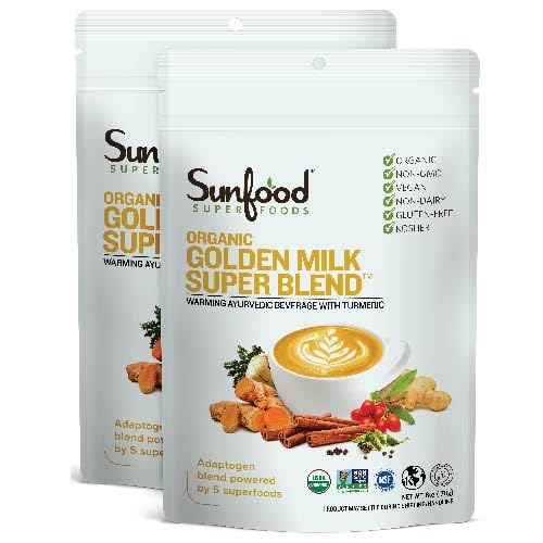 [BRSROHY6OABWCET3] Sunfood Golden Milk Super Blend - Superfood Latte Turmeric Powder with Ginger, Black Pepper, Cinnamon, and Cardamom, Vegan, USDA Organic - 6 oz (Pack of 2)
