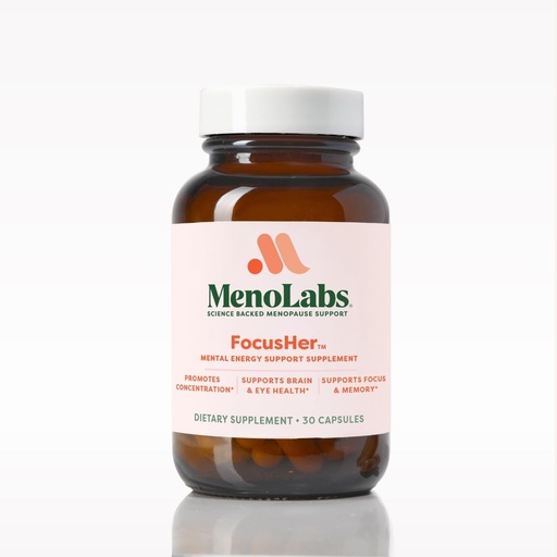 [BRSRGYANC55AGAD4] MENOLABS® FocusHer™ Mental Energy Support Supplement – Caffeine-Free Focus, Concentration & Memory – enXtra® & Lutemax 2020® – Menopause, Brain & Eye Health – 30 Capsules, 30-Day Supply