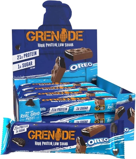 [BRSRMAL5PIGWKHQY] Grenade High Protein, Low Sugar Bar, Vanilla, 12 x 60g - Oreo