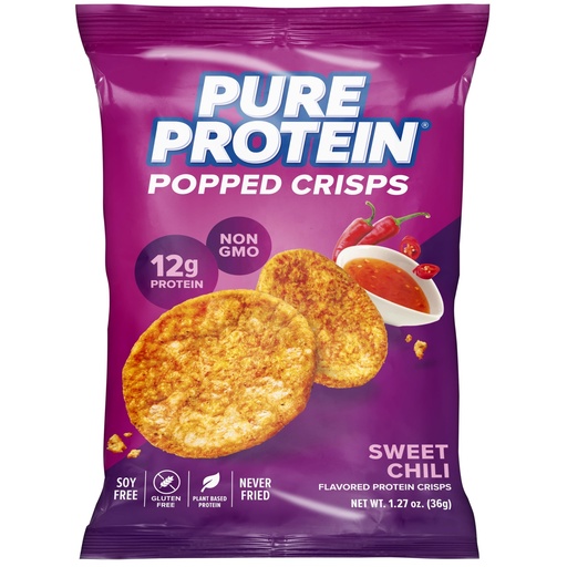 [BRSROAL5PMMQAELD] Pure Protein Popped Crisps, Sweet Chili, High Protein Snack, 12G Protein, 1.27oz., 12 Count