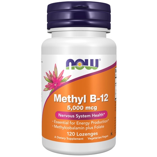 [BRSWIZD7OAHGEYI5] NOW Foods Supplements, Methyl B-12 (Methylcobalamin) 5,000 mcg, Nervous System Health*, 120 Lozenges