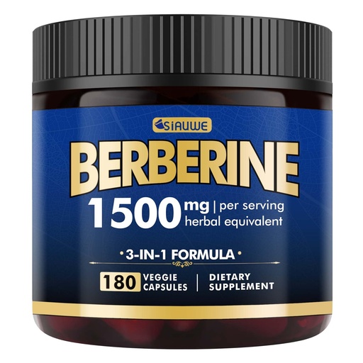 [BRSRAFT5OEHAGE36] Berberine Supplement - Berberine Weight Loss, High-Potency Berberine 1500MG of Berberine HCL, Plus Citrus Bergamot - for Metabolic, Digestive, and Immune Support - Vegan, Non-GMO, 180 Capsules