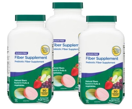 [BRSREFTRPIGQI2Q3] Daily Fiber Supplement Chewable Tablets – 90 Count, Sugar-Free Fiber Chews for Women and Men, High Fiber Content, Assorted Fruit Flavors, Chewable Tablets for Adults. (Pack of 3)