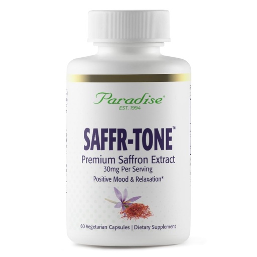 [BRSWI2TYBICRMC3C] Paradise Herbs Saffr-Tone, Saffron Extract, Active Whole Spectrum Extract, Super Potent, Ultra Pure, Vegan, Non-GMO, Gluten Free, 60 Vegetarian Capsules