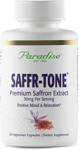 [BRSWI2TYBICRMC3C] Paradise Yrtit Saffr-Tone, Saffron Extract, Active Whole Spectrum Extract, Super Potent, Ultra Pure, Vegan, Ei-GMO, Gluteenittomat, 60 Kasvissyöjäkapselit