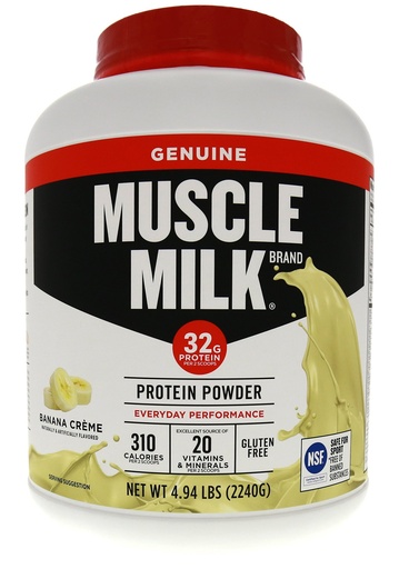 [BRSWIYANCYGWG23E] Muscle Milk Genuine Protein Powder, Banana Crème, 32g Protein, 4.94 Pound, 32 Servings