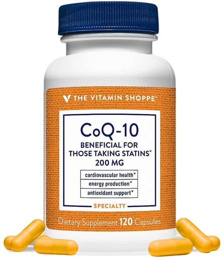 [BRSWIYTYOEDRAD3G] The Vitamin Shoppe CoQ-10 200 mg Capsules, Coenzyme Q10 Supplement for Cardiovascular Health & Energy Production, Antioxidant Support, Gluten Free, Dairy Free, 120 Capsules