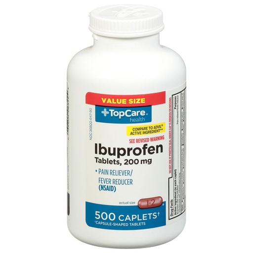 [BRSRGHYCAQMR4H3K] Topcare, 200 Mg Ibuprofen Caplets, 500 Count