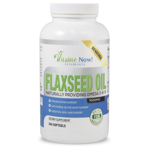 [BRSWKHD4BMBWA2LU] Upsize Best Organic Flaxseed Oil Softgels - 1000mg Premium, Virgin Cold Pressed from Flax Seeds - Hair Skin & Nails Support - Omega 3-6-9 Supplement - 240 Count - More Than 8 Month Supply!