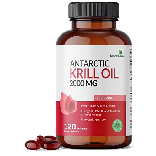[BRSWYAI3PJYQ23QV] Futurebiotics Antarctic Krill Oil 2000mg with Astaxanthin, Omega-3s EPA, DHA and Phospholipids - 100% Pure Premium Krill Oil Heavy Metal Tested, Non GMO – 120 Softgels