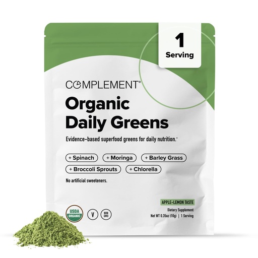 [BRSRAGQFAB5RGCDG] COMLEMENT Daily Greens Powder Superfood - Organic Fiber Supplement with Chlorella, Barley Grass, Broccoli Sprouts - Fiber Powder for Immune Support, Brain Health, Detox - 1 Serving Sample