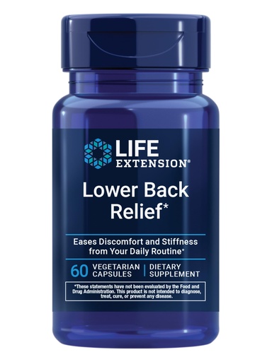 [BRSRAYD2CEIRMADU] Life Extension Lower Back Relief, for Occasional Back Stiffness, Comfort and Flexibility, Ginger, Chaste Tree, White Willow bark, Non-GMO, Gluten-Free, Vegetarian, 60 Capsules